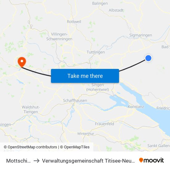 Mottschieß to Verwaltungsgemeinschaft Titisee-Neustadt map