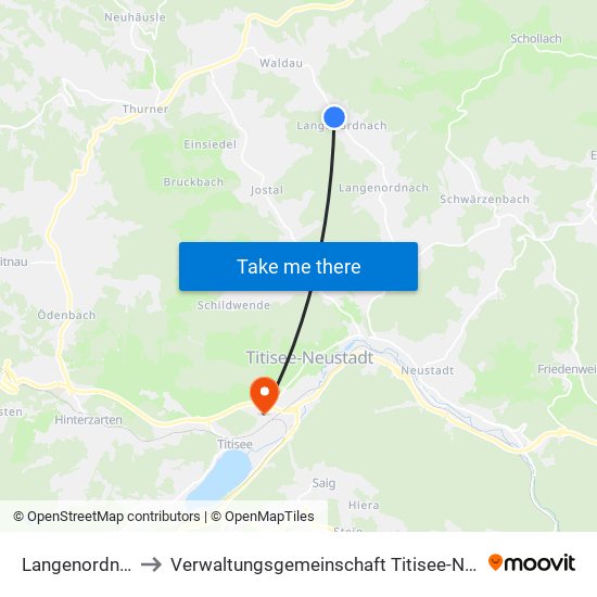 Langenordnach to Verwaltungsgemeinschaft Titisee-Neustadt map