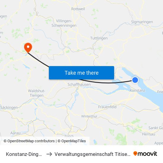 Konstanz-Dingelsdorf to Verwaltungsgemeinschaft Titisee-Neustadt map