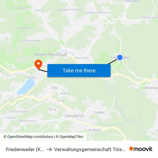 Friedenweiler (Kernort) to Verwaltungsgemeinschaft Titisee-Neustadt map