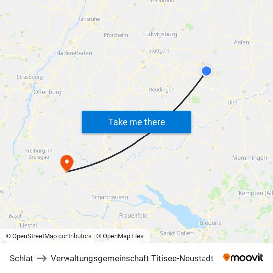 Schlat to Verwaltungsgemeinschaft Titisee-Neustadt map