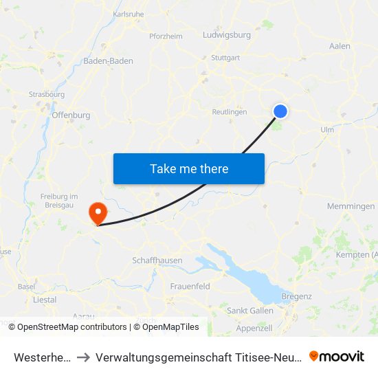 Westerheim to Verwaltungsgemeinschaft Titisee-Neustadt map