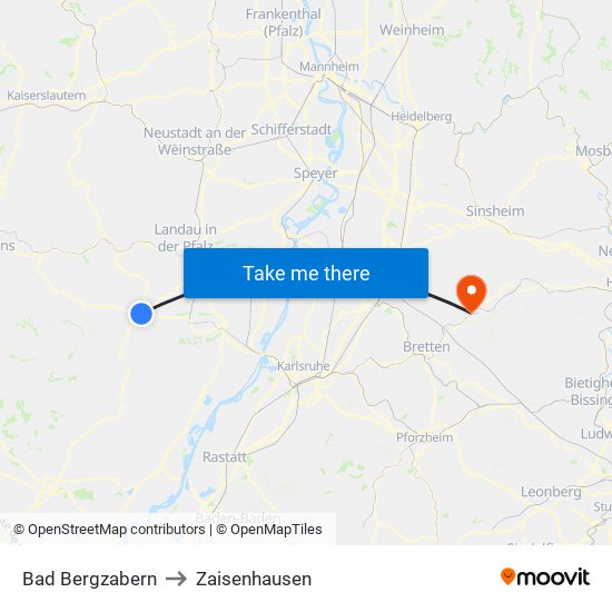 Bad Bergzabern to Zaisenhausen map