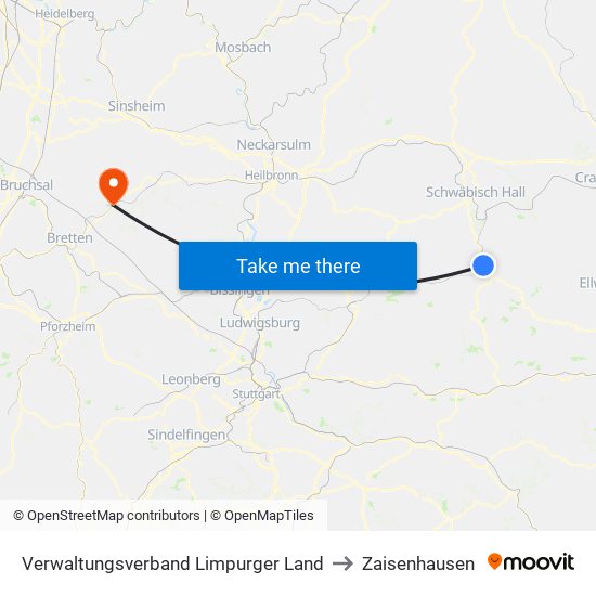 Verwaltungsverband Limpurger Land to Zaisenhausen map