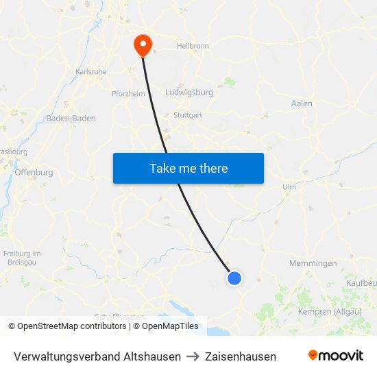 Verwaltungsverband Altshausen to Zaisenhausen map