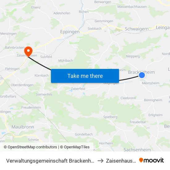 Verwaltungsgemeinschaft Brackenheim to Zaisenhausen map