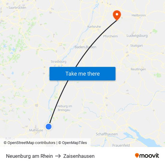 Neuenburg am Rhein to Zaisenhausen map