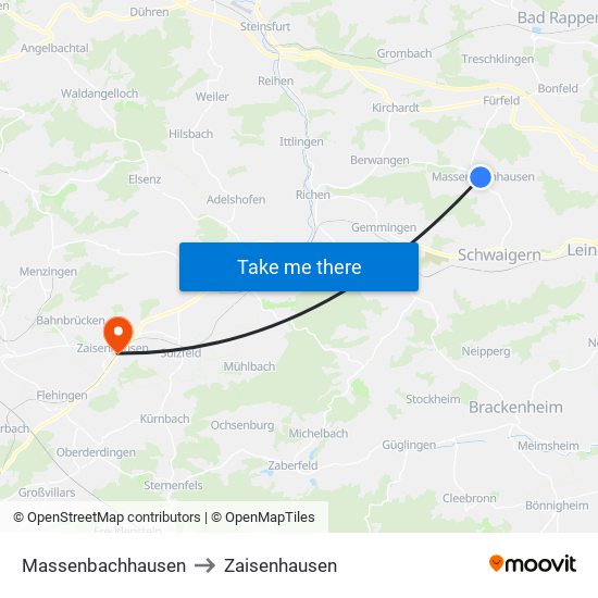 Massenbachhausen to Zaisenhausen map