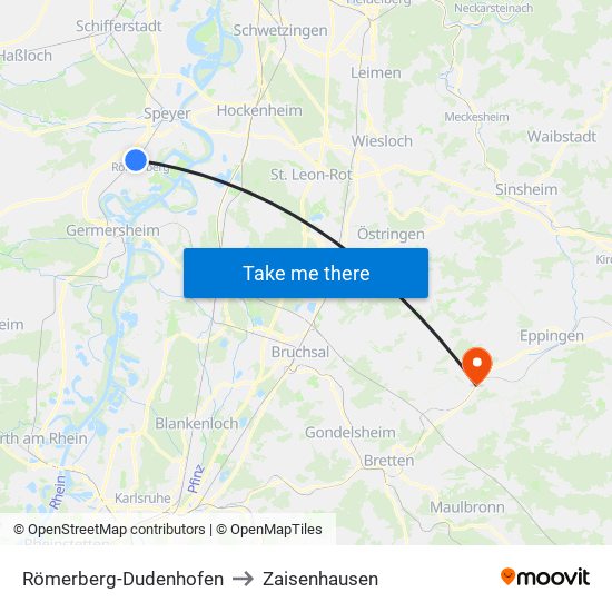 Römerberg-Dudenhofen to Zaisenhausen map