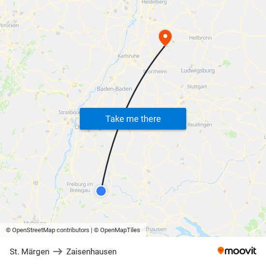 St. Märgen to Zaisenhausen map