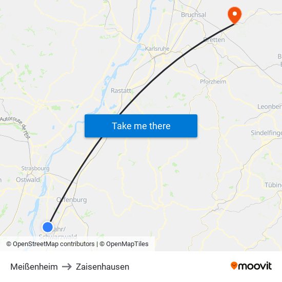 Meißenheim to Zaisenhausen map