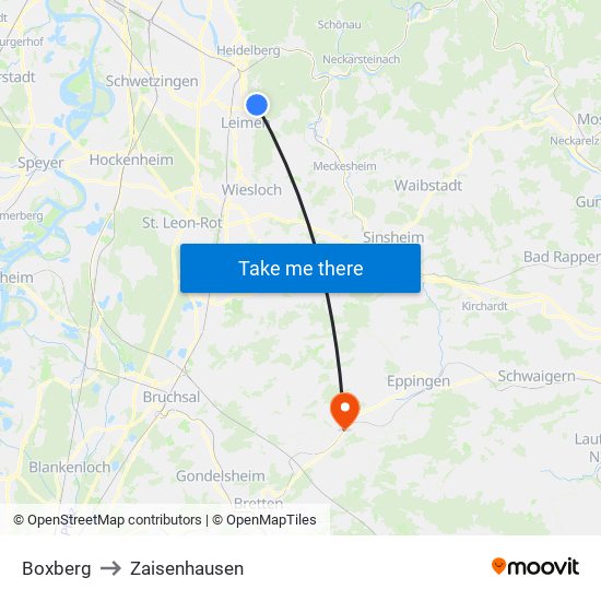 Boxberg to Zaisenhausen map