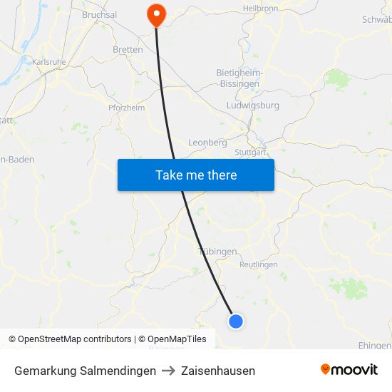 Gemarkung Salmendingen to Zaisenhausen map