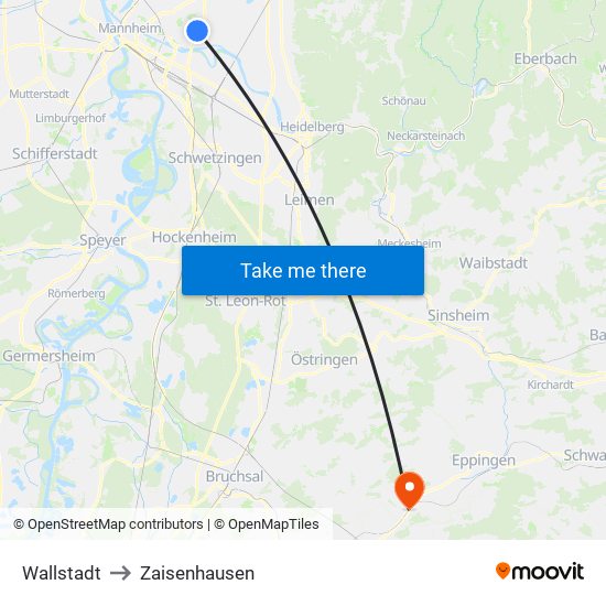 Wallstadt to Zaisenhausen map