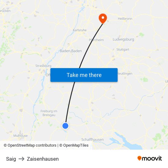Saig to Zaisenhausen map