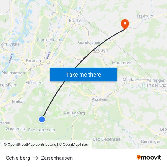 Schielberg to Zaisenhausen map