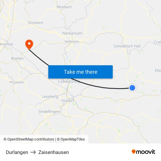 Durlangen to Zaisenhausen map