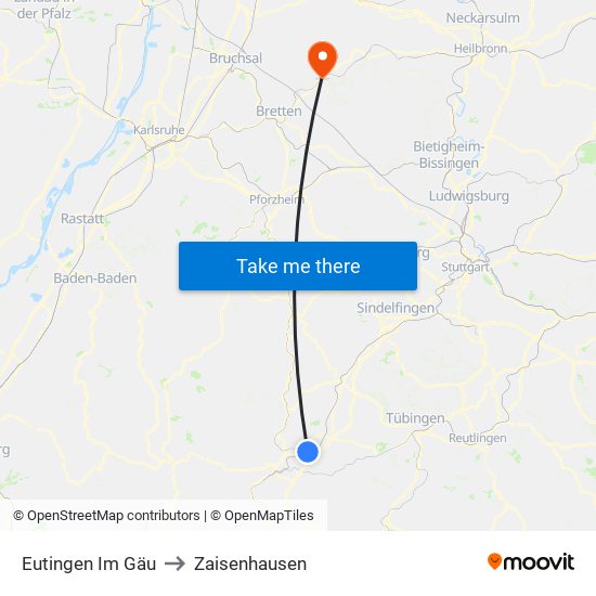 Eutingen Im Gäu to Zaisenhausen map