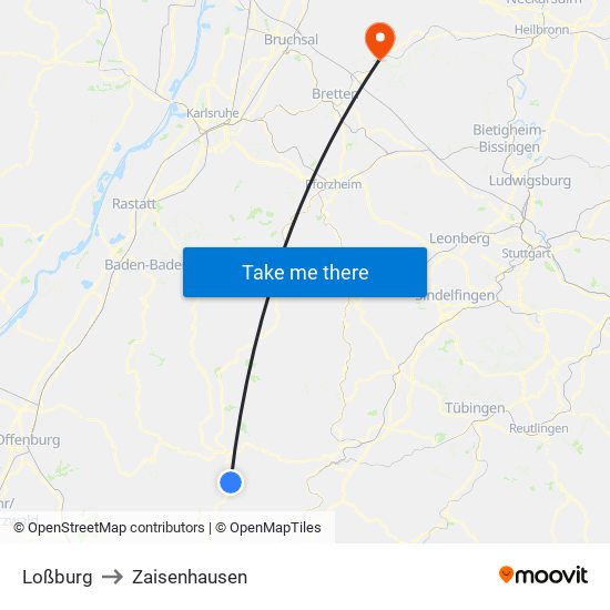 Loßburg to Zaisenhausen map