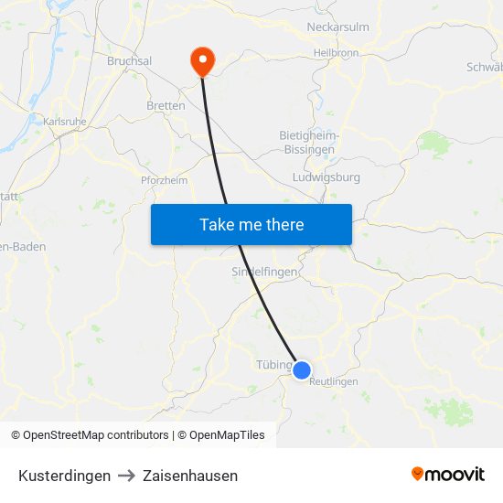 Kusterdingen to Zaisenhausen map