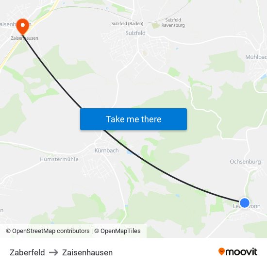Zaberfeld to Zaisenhausen map