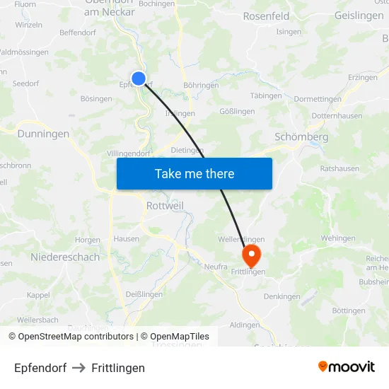 Epfendorf to Frittlingen map