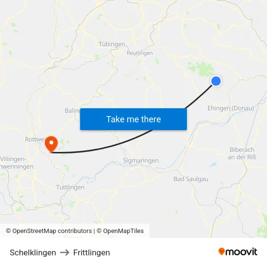 Schelklingen to Frittlingen map