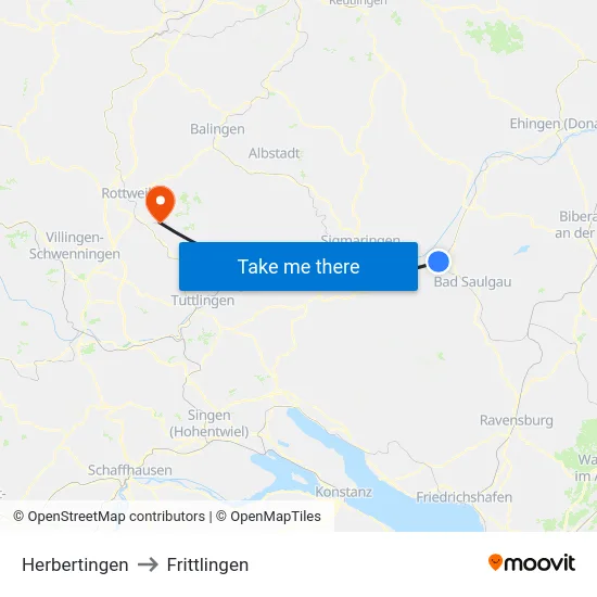 Herbertingen to Frittlingen map