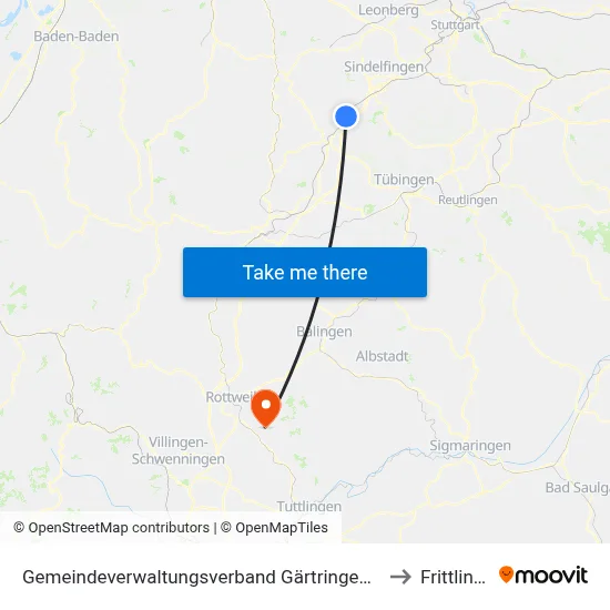 Gemeindeverwaltungsverband Gärtringen/Ehningen to Frittlingen map