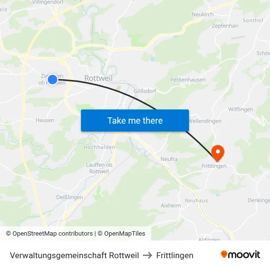 Verwaltungsgemeinschaft Rottweil to Frittlingen map