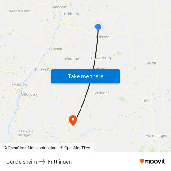 Gundelsheim to Frittlingen map