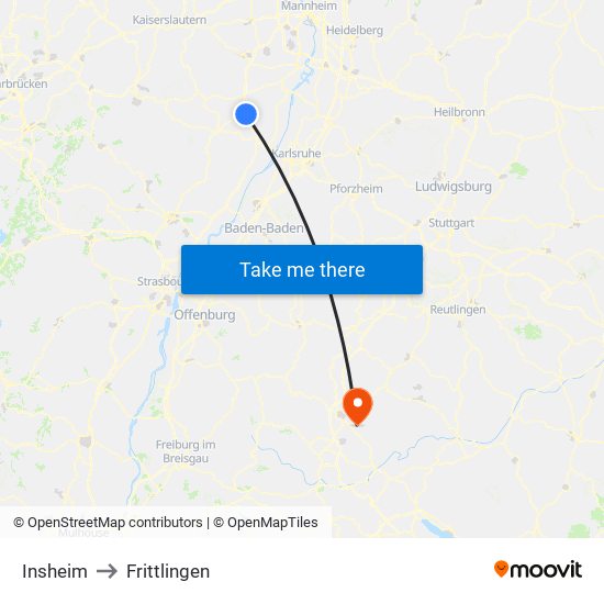 Insheim to Frittlingen map