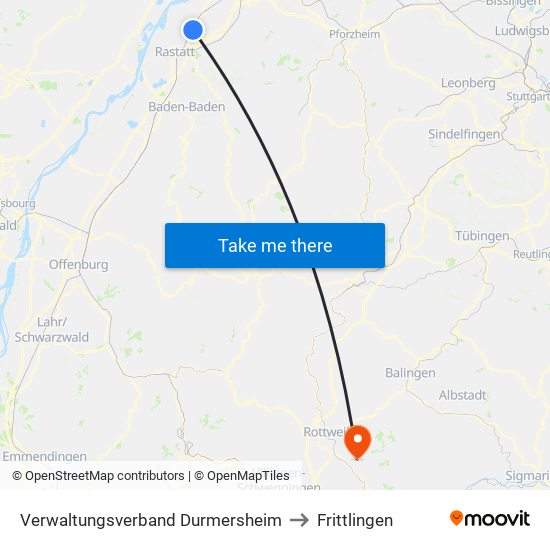 Verwaltungsverband Durmersheim to Frittlingen map