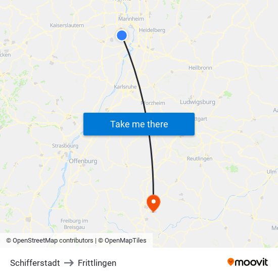 Schifferstadt to Frittlingen map