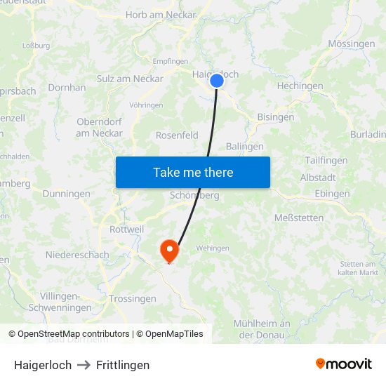 Haigerloch to Frittlingen map