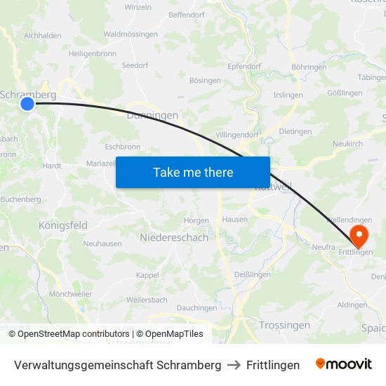 Verwaltungsgemeinschaft Schramberg to Frittlingen map