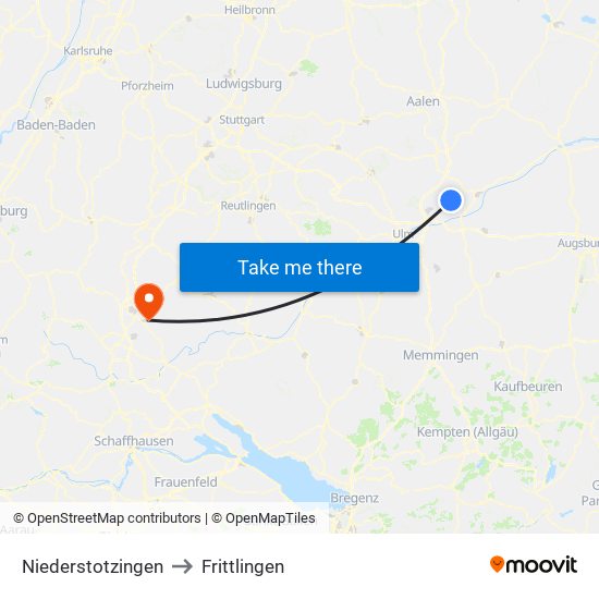 Niederstotzingen to Frittlingen map