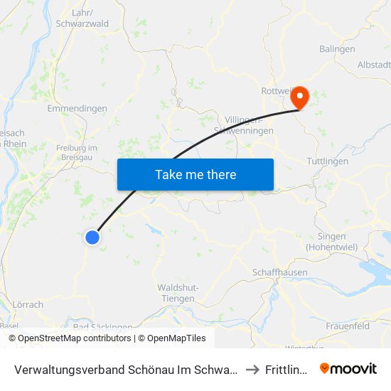 Verwaltungsverband Schönau Im Schwarzwald to Frittlingen map