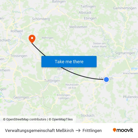 Verwaltungsgemeinschaft Meßkirch to Frittlingen map