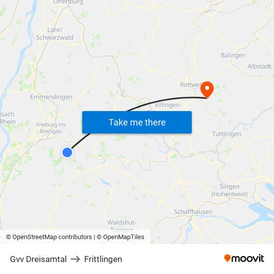 Gvv Dreisamtal to Frittlingen map