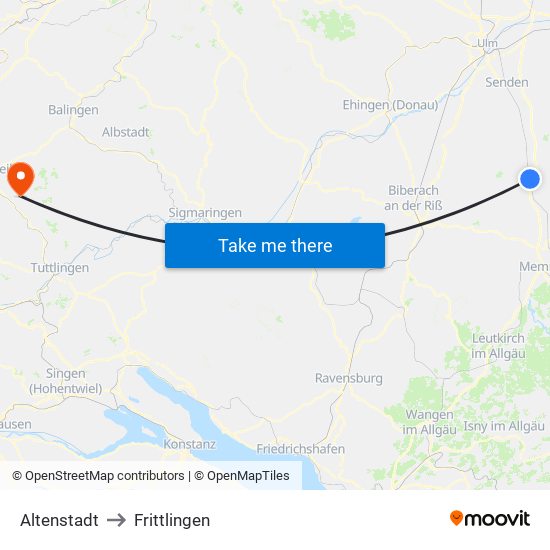 Altenstadt to Frittlingen map