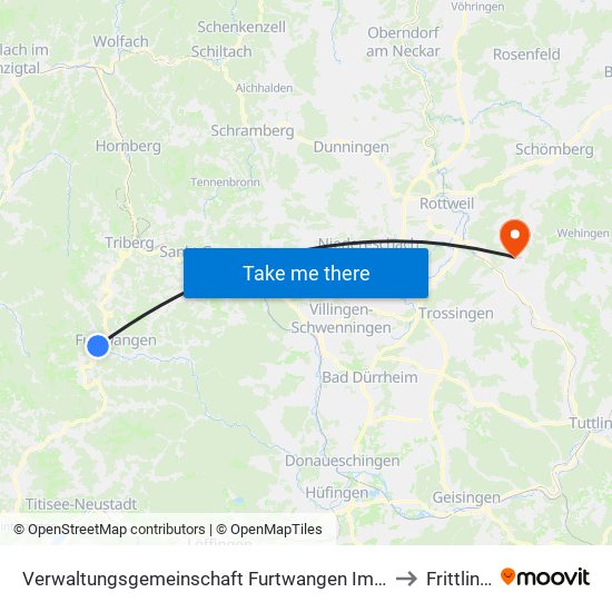 Verwaltungsgemeinschaft Furtwangen Im Schwarzwald to Frittlingen map