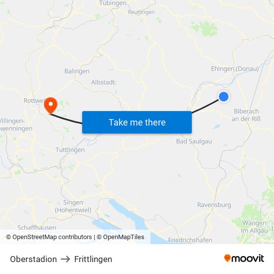 Oberstadion to Frittlingen map