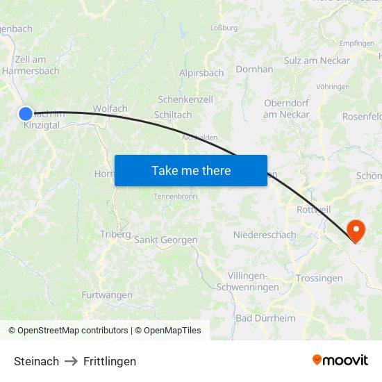 Steinach to Frittlingen map