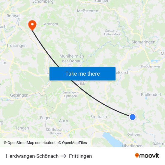 Herdwangen-Schönach to Frittlingen map