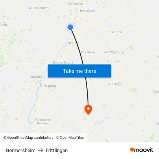 Germersheim to Frittlingen map