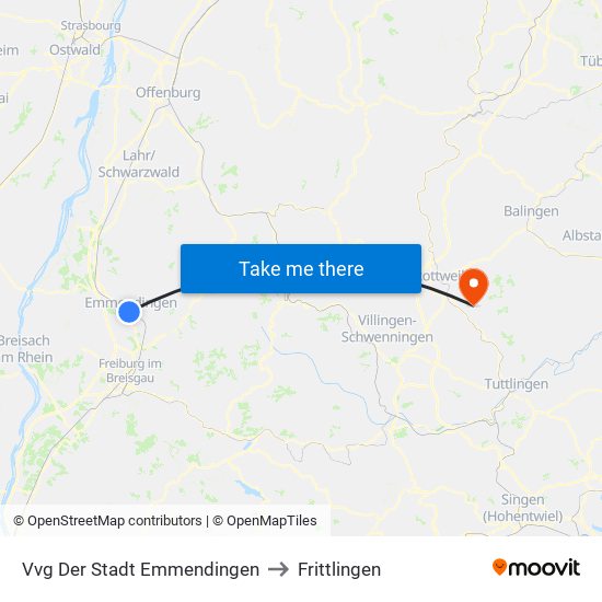 Vvg Der Stadt Emmendingen to Frittlingen map