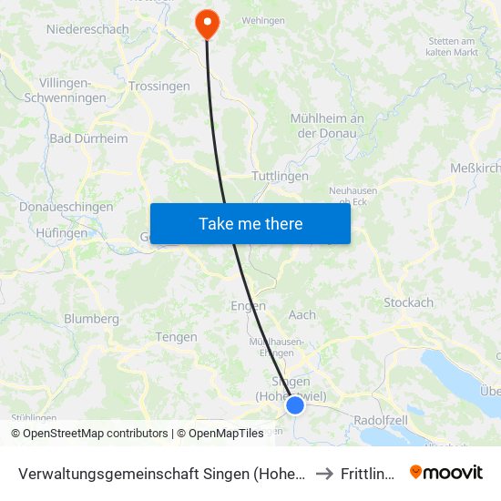 Verwaltungsgemeinschaft Singen (Hohentwiel) to Frittlingen map