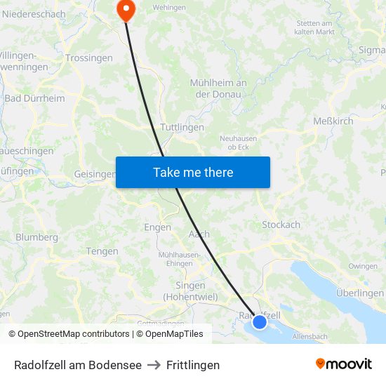 Radolfzell am Bodensee to Frittlingen map