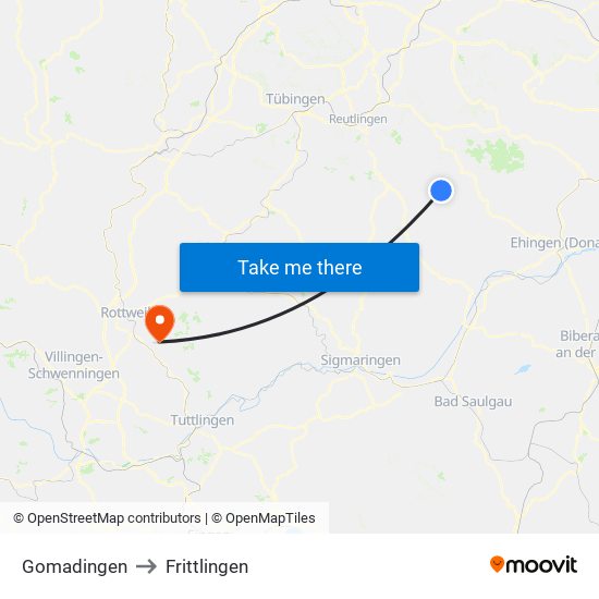 Gomadingen to Frittlingen map